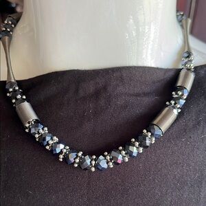 Elegant Black and Silver Beaded Necklace